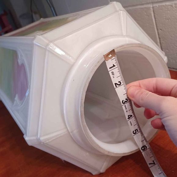 Art Deco Large Hexagon Milk Glass Pendant Ombre Pink-Green-Yellow - Picture 9 of 9